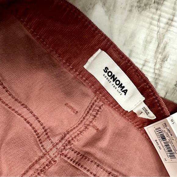 Sonoma Womens Size 18 Corduroy Wide Leg Cropped Pants High Waisted Russet Color - Picture 5 of 6